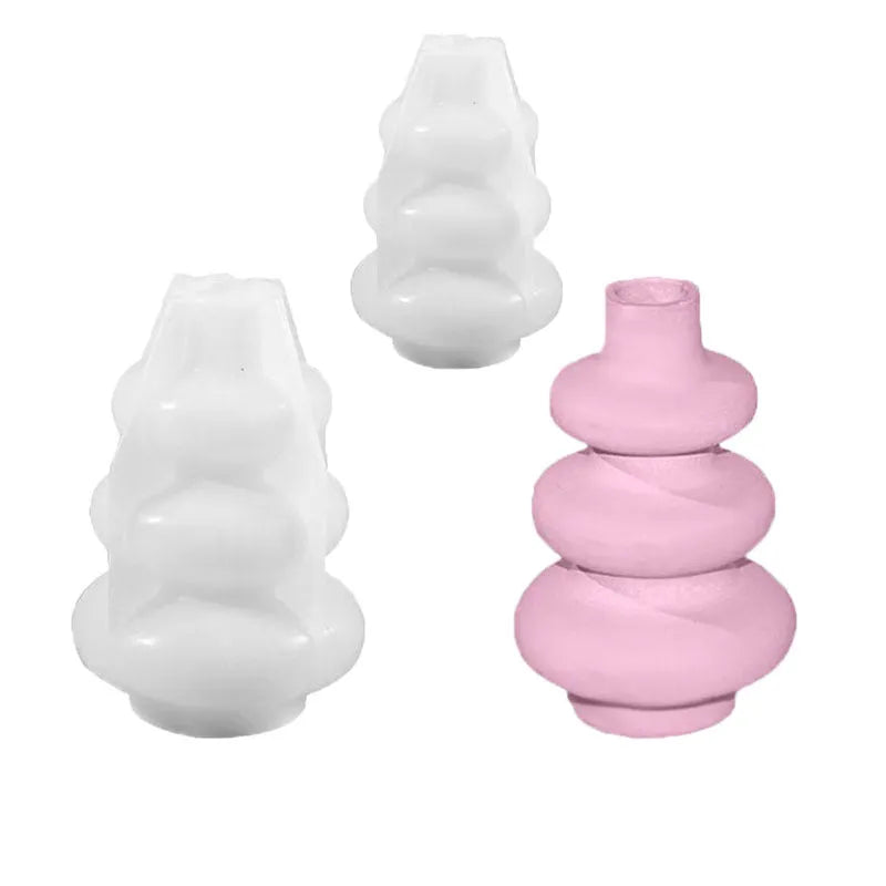 Silicone mould for three-layer circle vase ornaments in irregular shape