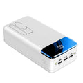 Black and white 50000mAh power bank with three USB output ports, showing dimensions of 169mm x 83mm x 52mm