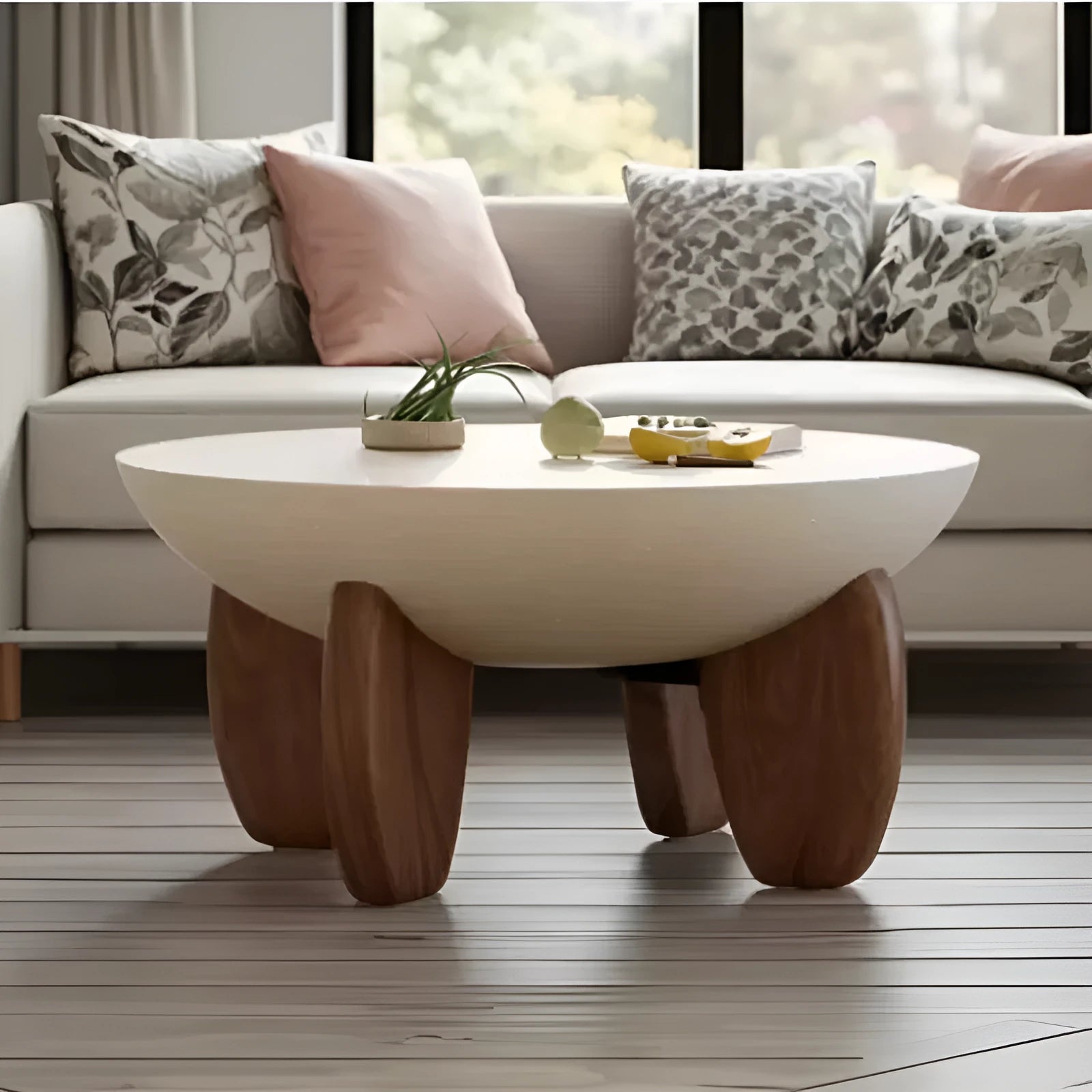 White solid wood adjustable height coffee table with storage compartments.