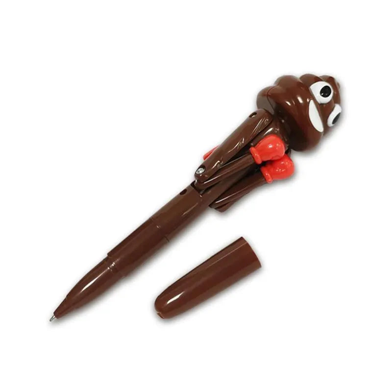 Novelty poop boxing creative tricky ballpoint pen in dark coffee colour made of plastic