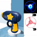 LED light dragonfly flying disc launcher toy set with blue launcher and colourful discs