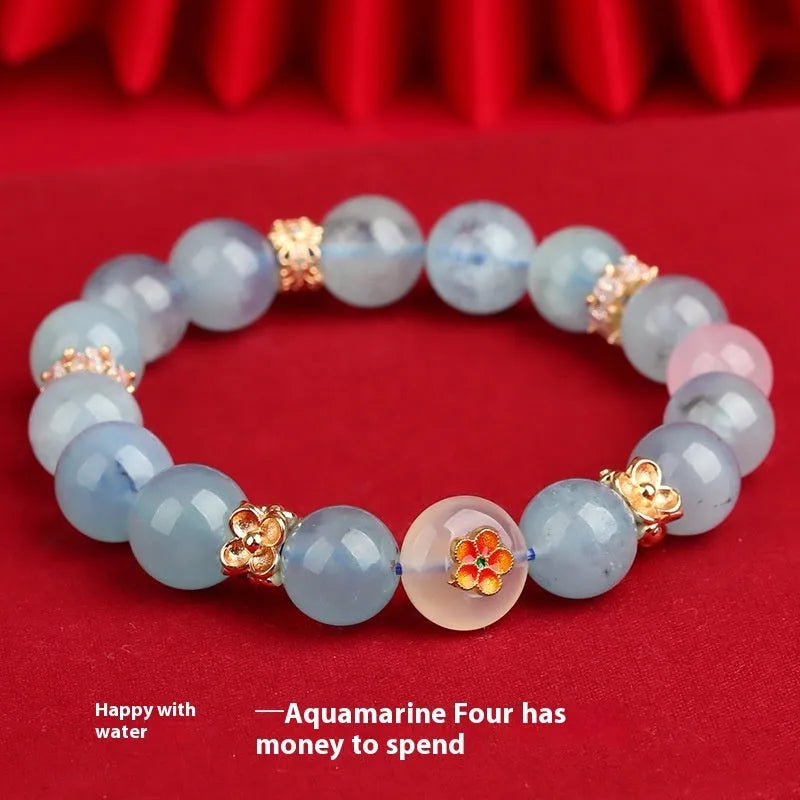 Natural crystal duobao five elements bracelet with round beads, unisex casual style, five colour options
