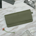 Genuine leather long coin purse with multiple card slots and zipper, wine red colour