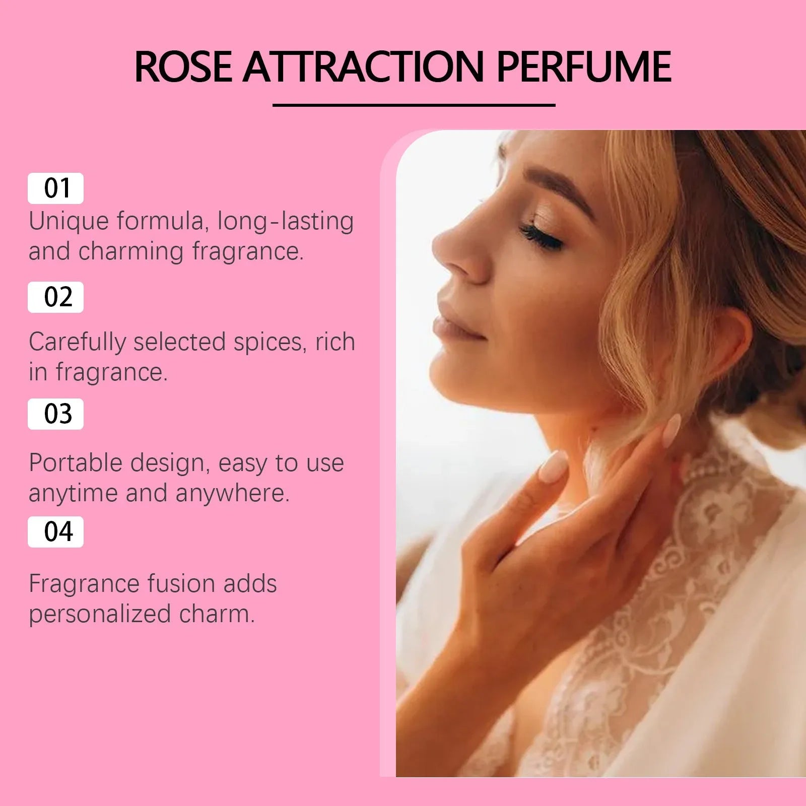 Rose light perfume in 15ml portable bottle for body care