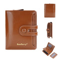 Women's PU leather card holder wallet in multiple colours showing card slots and zipped coin compartment