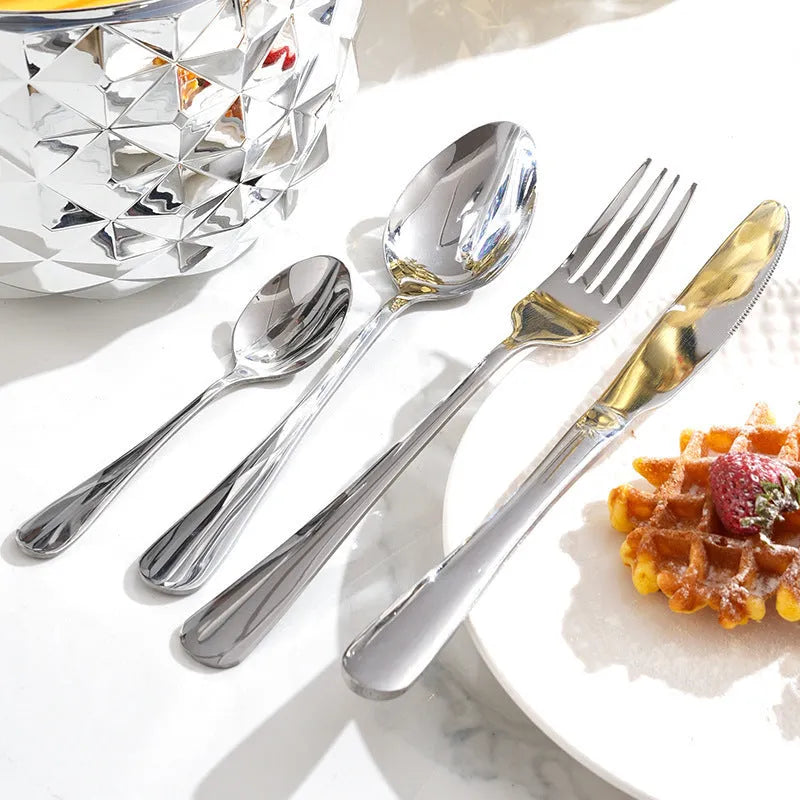 24-piece stainless steel tableware gift set with mirror polished pineapple egg design in silver, gold, or rose gold