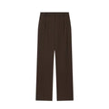 Womens pleated padded shoulder two piece set with straight-leg trousers solid colour polyester loose fit
