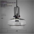Retro industrial glass chandelier with warm light, available in three sizes and four glass colours for restaurant use