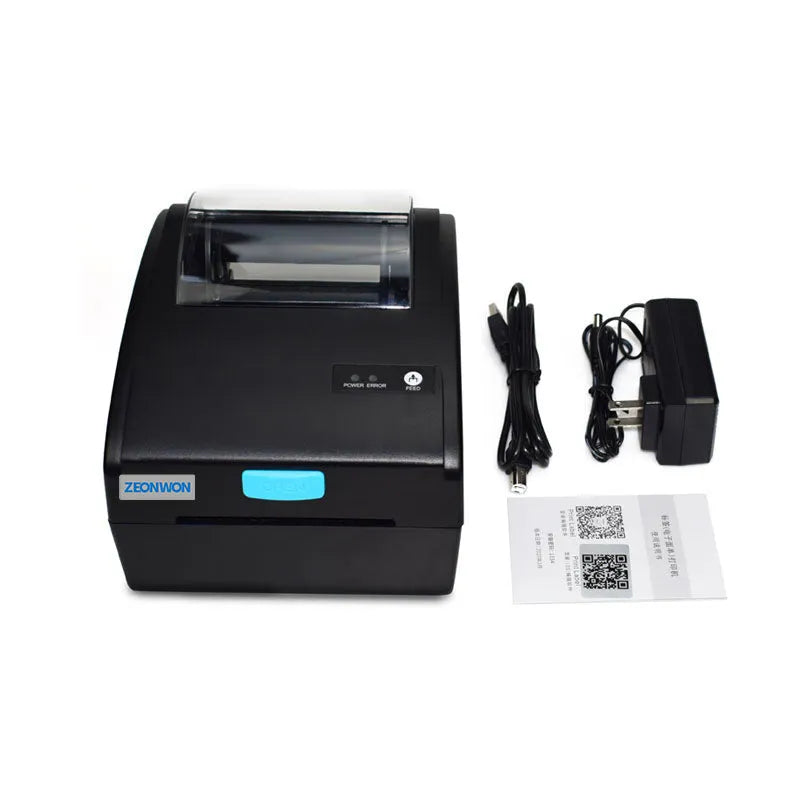White Bluetooth thermal label printer for express shipping with USB and wireless connectivity