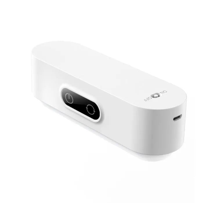 White magnetic USB rechargeable LED night light with touch controls mounted on study cabinet