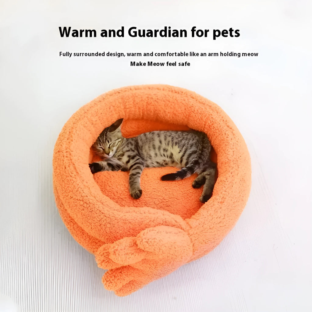 Yellow plush pet kennel bed measuring 48 cm long by 20 cm wide for dogs and cats