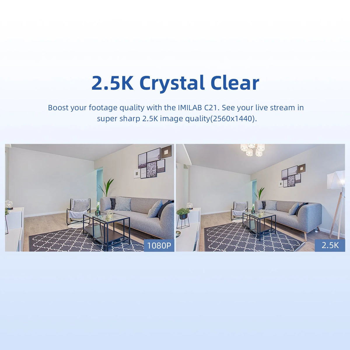 IMILAB C21 white indoor security camera with 2.5K resolution and 360° view