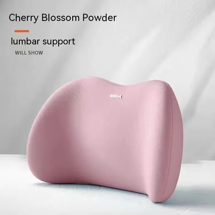 Car lumbar support and headrest pillow set in memory foam with milk silk cover