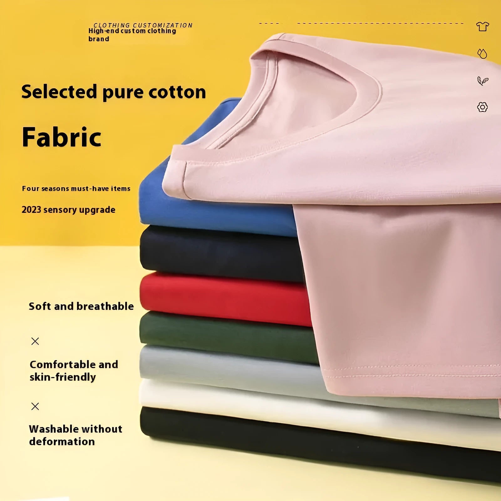 Men's cotton blank t-shirt in slim fit with short sleeves, solid black or white colour options