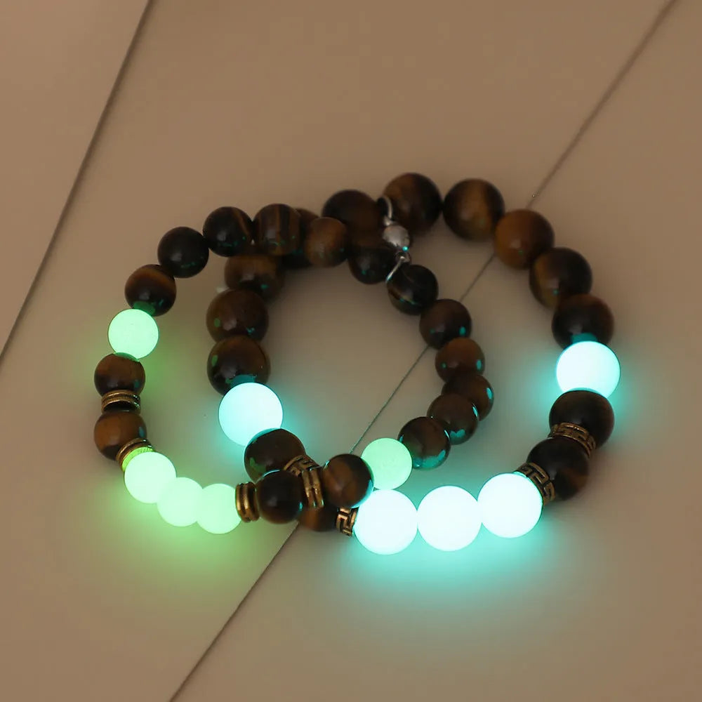 Amber geometric couple bracelets with retro patterns for matching jewellery