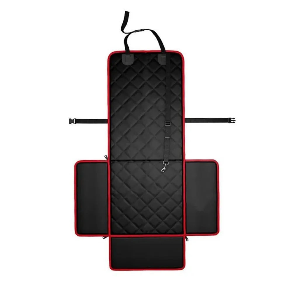 Black car pet pad with non-slip base measuring 42x42x20cm for front seat dog travel
