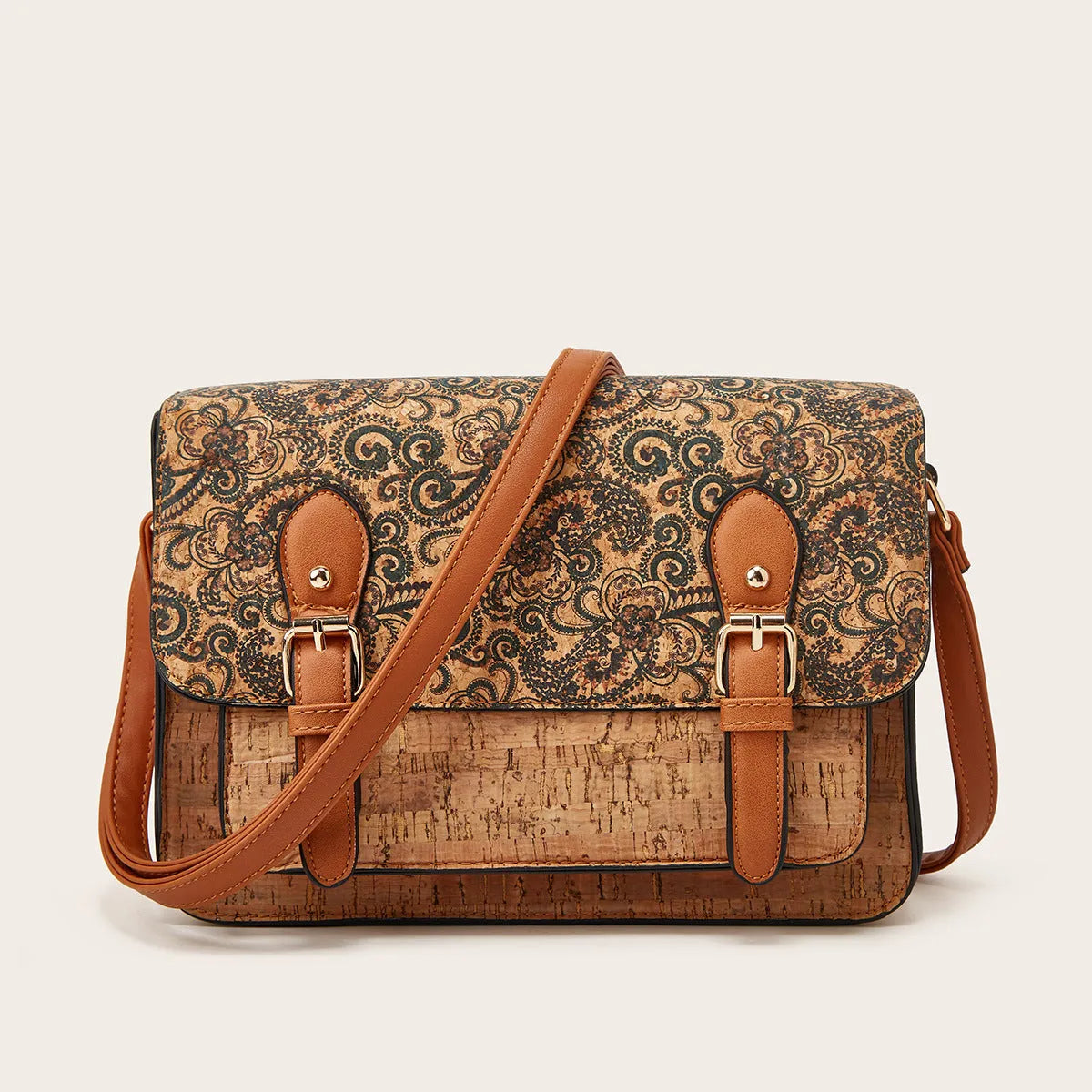 Women's printed PU crossbody bag with single strap in large capacity design