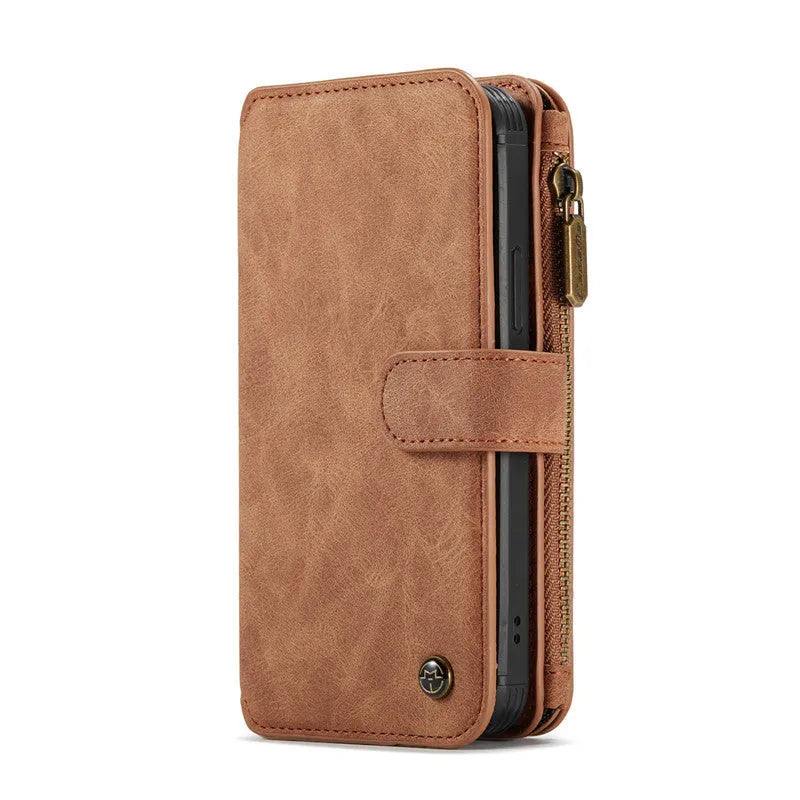 Black imitation leather split flip case for Apple iPhone with front cover open