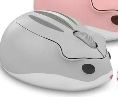 Hamster 109E wireless Bluetooth mute mouse in yellow, pink, and gray colour options showing compact design