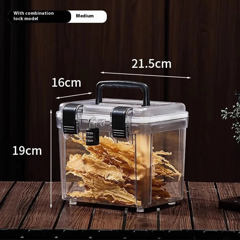 Transparent ABS plastic storage box with lock mechanism for medicine and fish maw storage