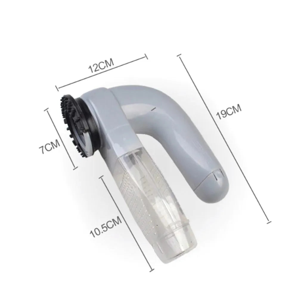 Grey electric pet hair remover device, 19cm handheld ABS rubber tool for cat and dog hair