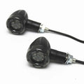 Pair of black 6LED motorcycle turn signals with smoke smoke cover and 8mm screw mount