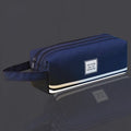 Canvas double-layer stationery box in blue with double zipper, made of Oxford cloth, for junior high school students