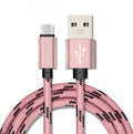 Nylon braided lattice mobile phone data cable in Black, Gold, Grey, Red, Rose Gold or White with Type-C, USB or iPhone connector