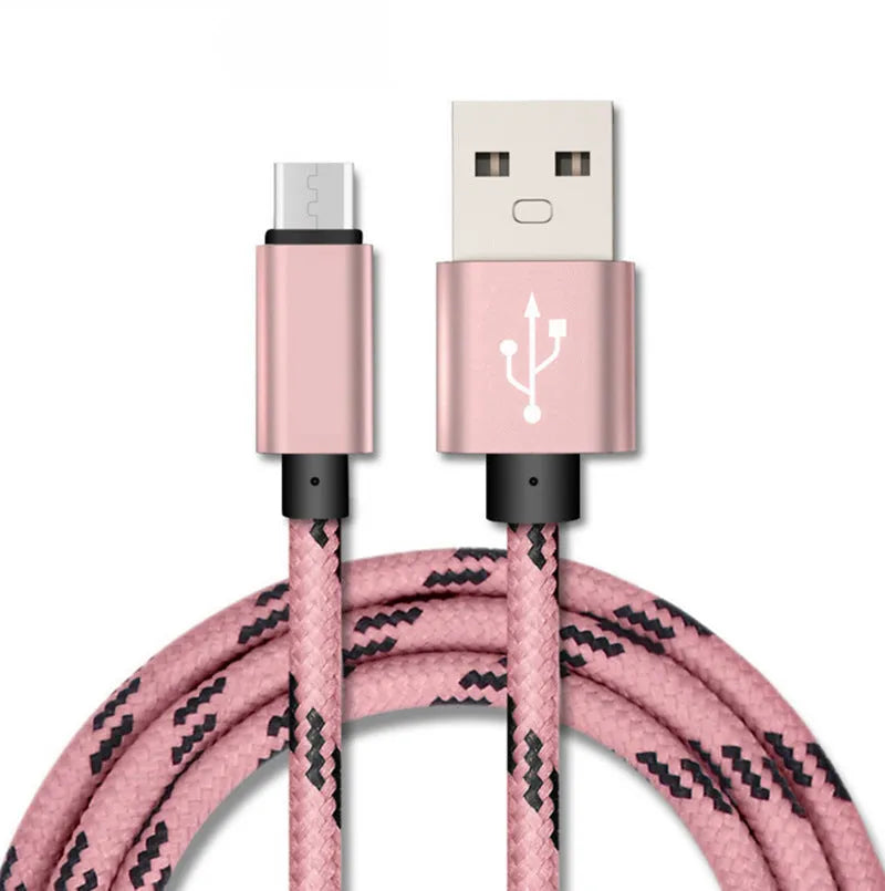 Nylon braided lattice mobile phone data cable in Black, Gold, Grey, Red, Rose Gold or White with Type-C, USB or iPhone connector