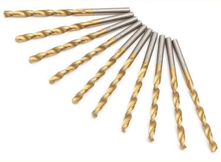 Twist drill set, high speed steel, titanium plated, black finish, 1.5-10mm