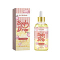 Body care oil in clear PET bottle with label showing ingredients and style name