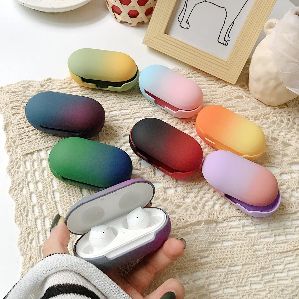 Samsung Galaxy Buds hard shell PC earphone case in gradient rainbow solid colour