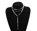 Coin choker necklace with rhinestone and crystal accents, 40cm chain, gold and silver plating options