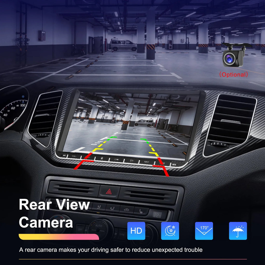 7 inch Android 13 car stereo head unit with touchscreen display for GPS navigation and smartphone mirroring.