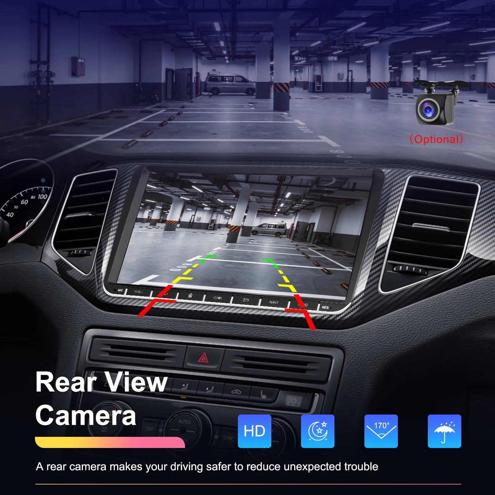 7 inch Android 13 car stereo head unit with touchscreen display for GPS navigation and smartphone mirroring.