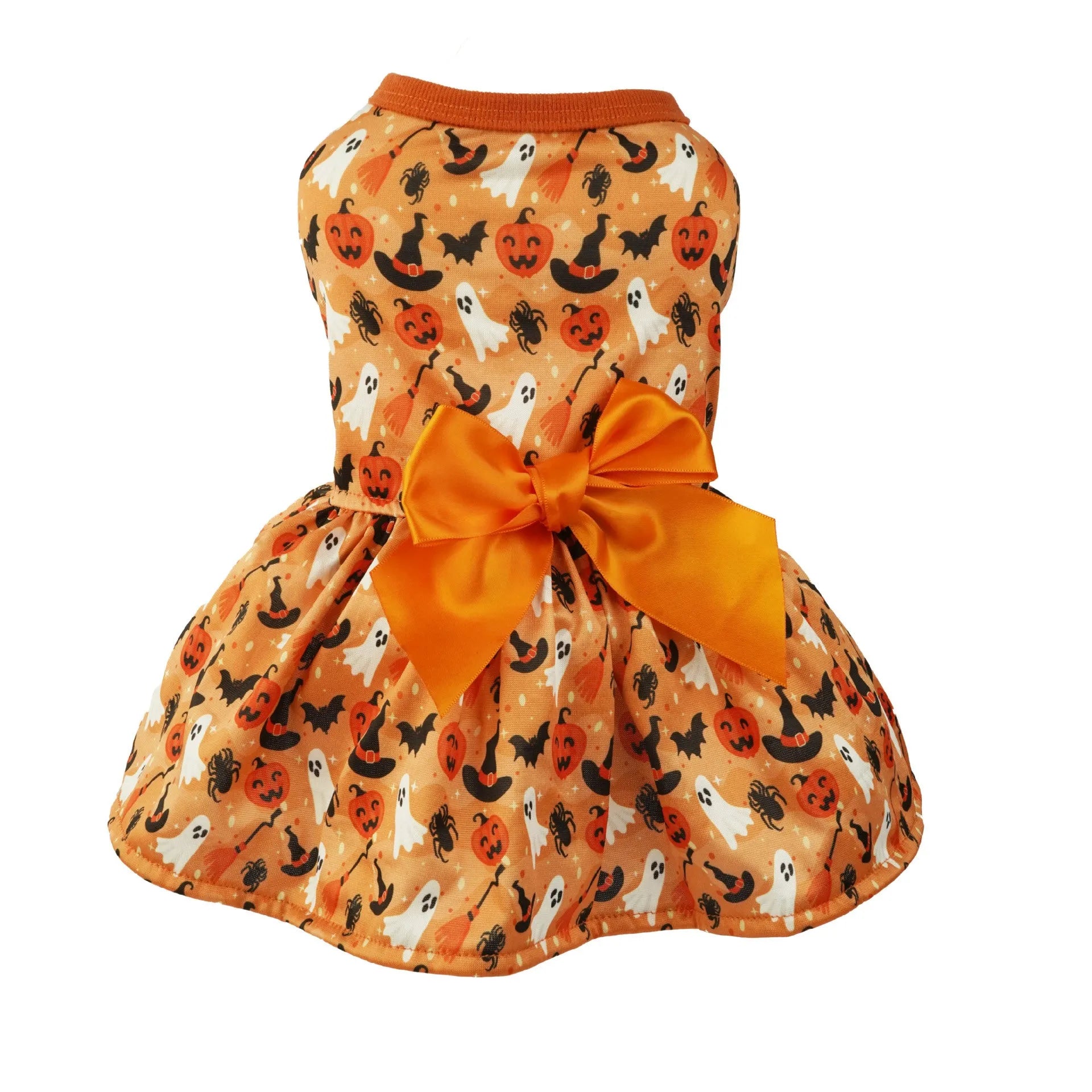 Orange polyester pet Halloween dress for dogs and cats in size M