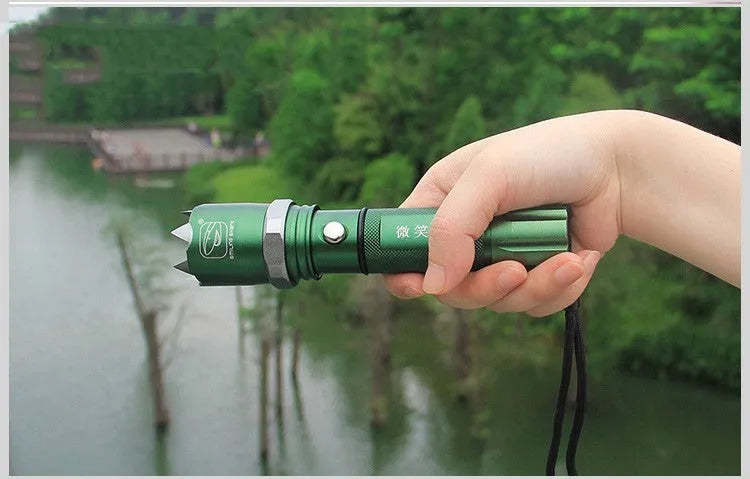 Rechargeable LED flashlight with aluminium alloy body, black colour, 5W LED light