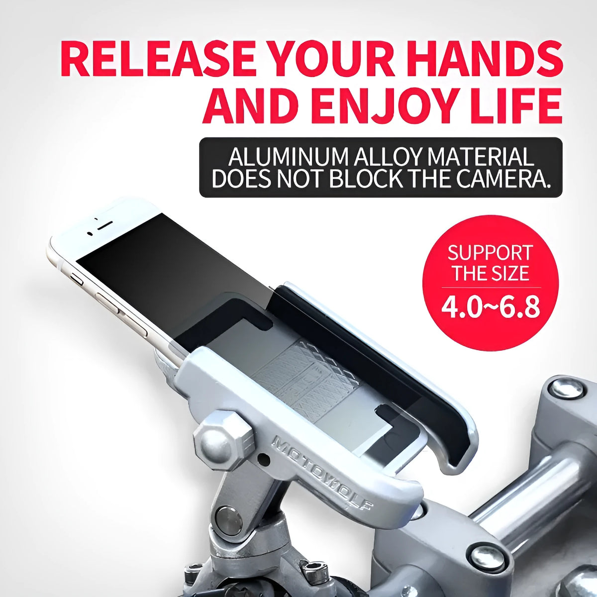 DEROACE aluminium alloy bicycle phone holder attached to bike handlebar with universal bracket