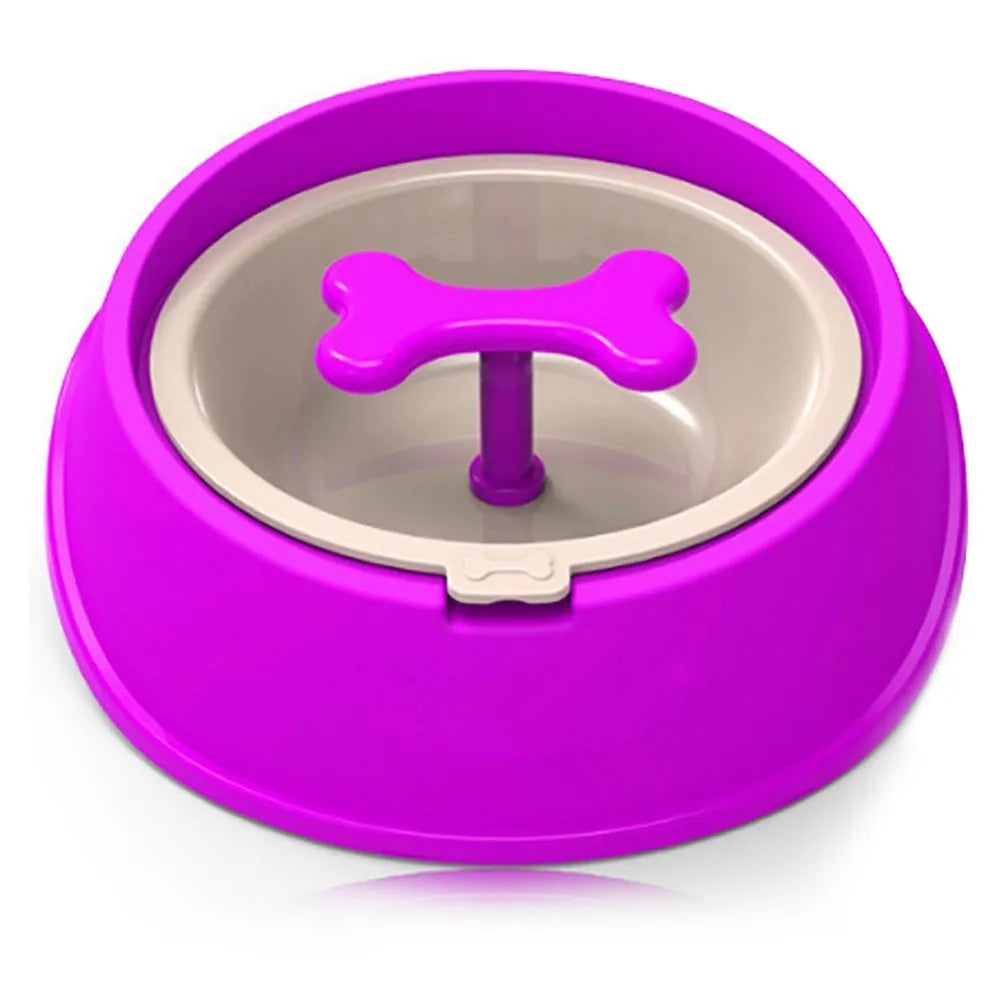 Slow feeder dog bowl anti-choke plastic puzzle bowl for small dogs, 201 x 190 x 69mm, in blue, green, purple, rose red, and yellow