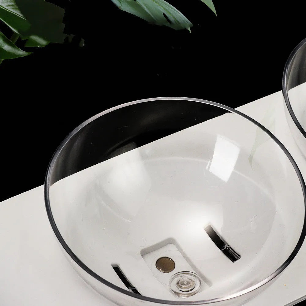 Plastic pet bowl dog bowl double bowl design white ABS M760 with two compartments for food and water