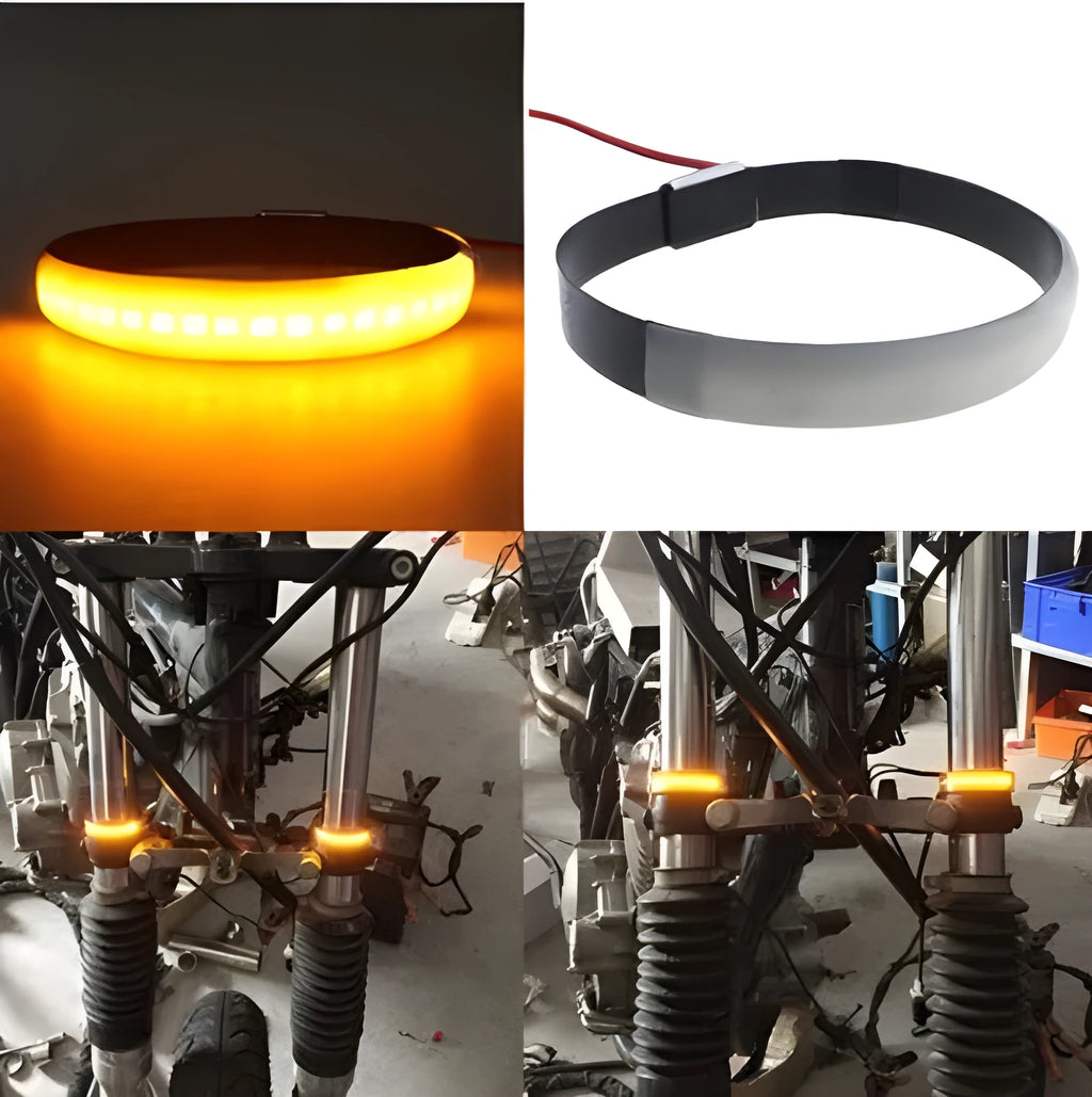 Amber motorcycle shock absorber LED light, 12V 35W 100LM, 15.5x1.1cm, 2 pcs set
