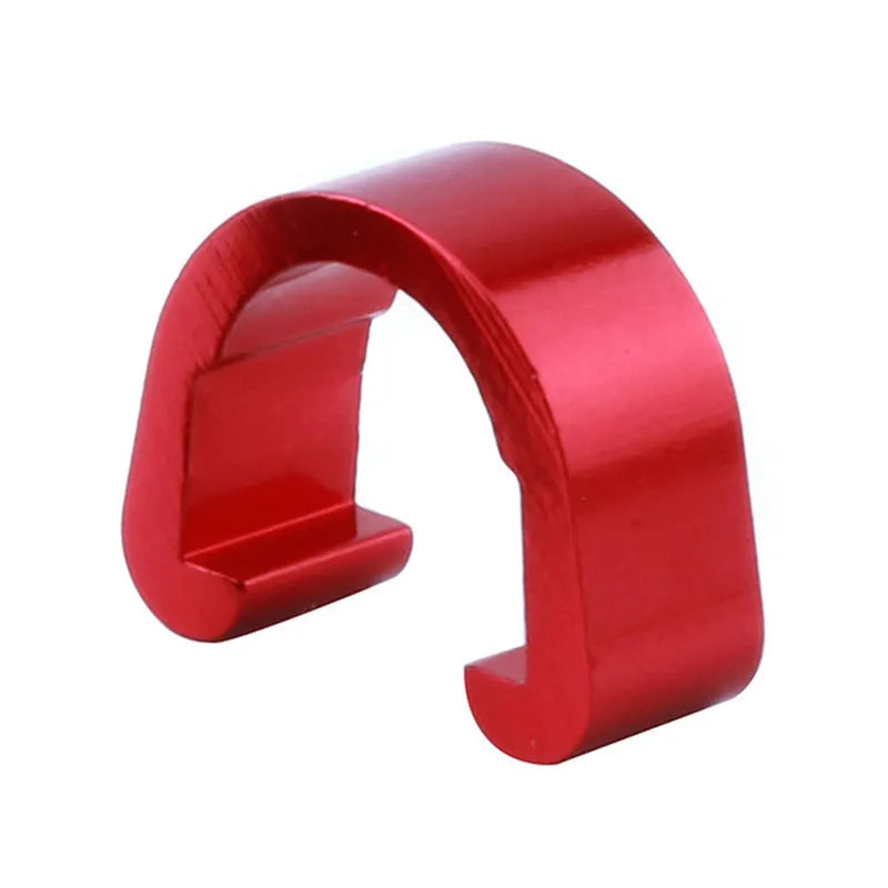 Pack of ten aluminium alloy C-shaped buckles in assorted colours including black, blue, gold, green, pink, purple, red, and silver.