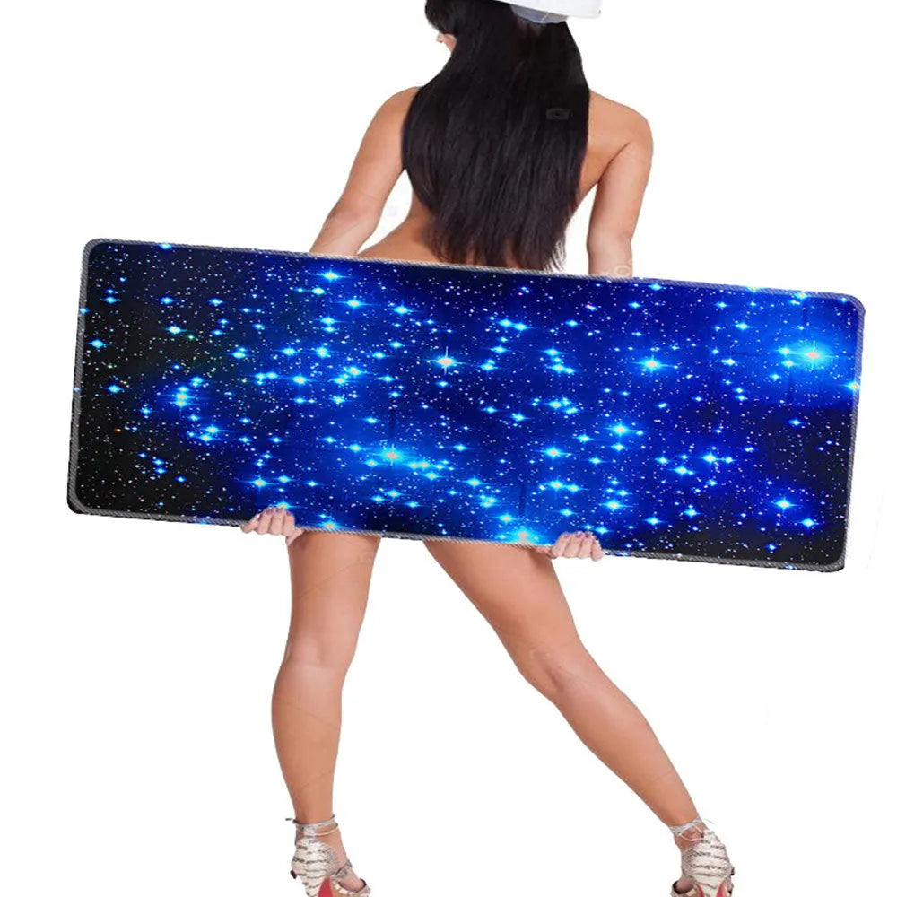 Blue star mouse pad with high-density fabric surface and anti-skid natural rubber base