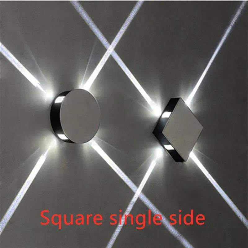 Modern square and round aluminium LED wall light in warm white or white light colour