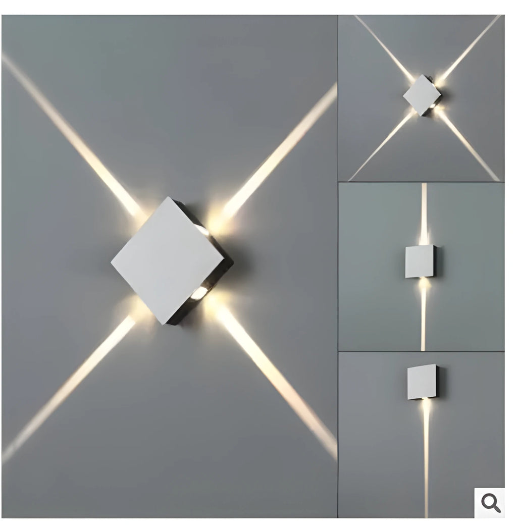 Modern square and round aluminium LED wall light in warm white or white light colour