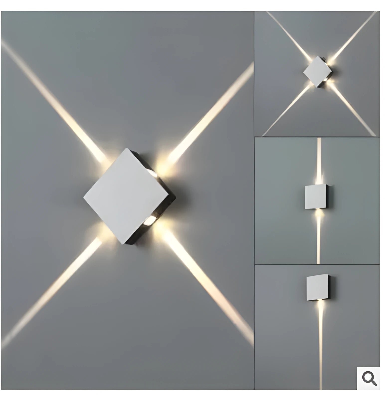Modern square and round aluminium LED wall light in warm white or white light colour