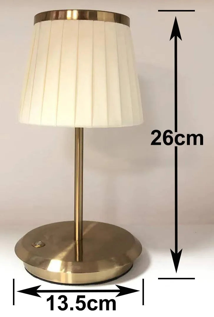Gold alloy desk lamp with 3W LED light head and Type-C charging port on a wooden desk