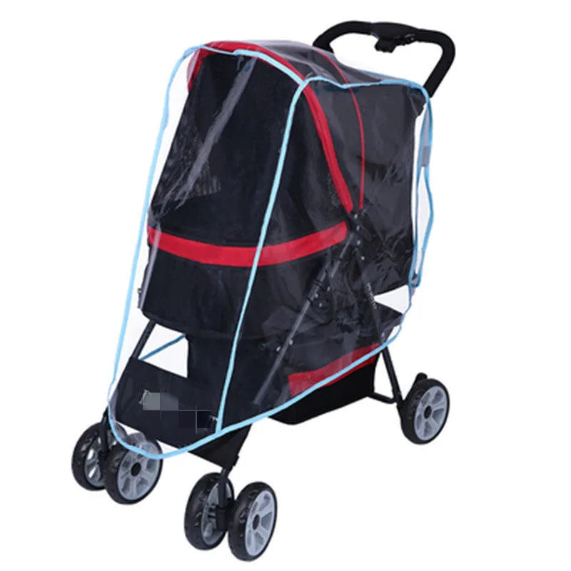 Pet trolley raincoat poncho for dog stroller and dog seat, JX and TC styles, dimensions listed