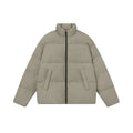Men's white duck down jacket, short thickened standing collar, light grey, size S-2XL