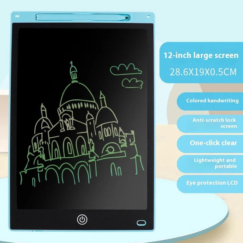 LCD writing tablet for children with plastic stylus in multiple sizes and colours